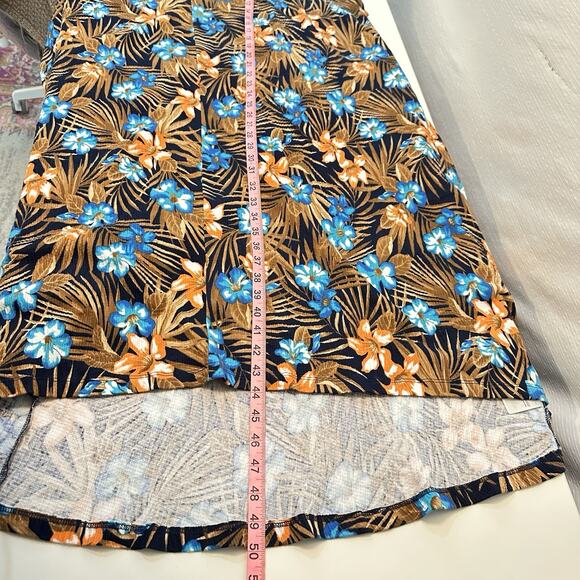 Lands End Womens 2X Hawaiian Midi Dress A-line Floral Short Sleeve Soft Pockets - Picture 9 of 11